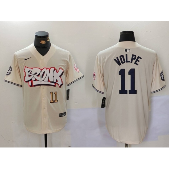 Men's New York Yankees #11 Anthony Volpe Cream Limited Stitched Baseball Jerseys - Ujersey