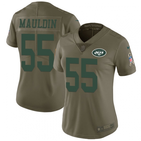 Women's Nike New York Jets #55 Lorenzo Mauldin Limited Olive 2017 Salute to Service NFL Jersey - Ujersey