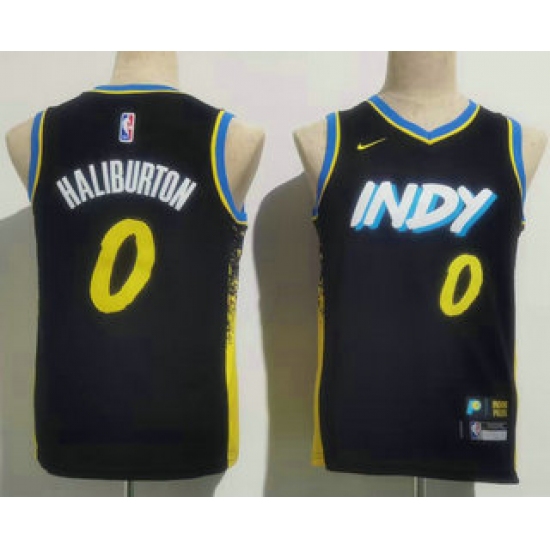 Youth Indiana Pacers #0 Tyrese Haliburton Navy Blue 2023 City Icon Swingman Jersey - Ujersey