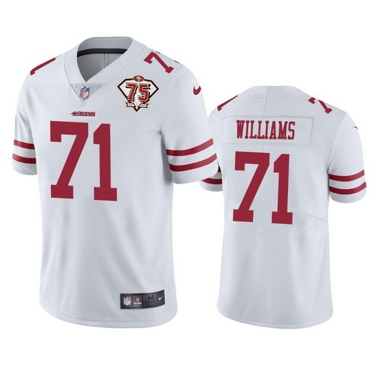 Men's San Francisco 49ers #71 Trent Williams White 75th Anniversary Vapor Untouchable Limited Stitched Football Jersey - Ujersey