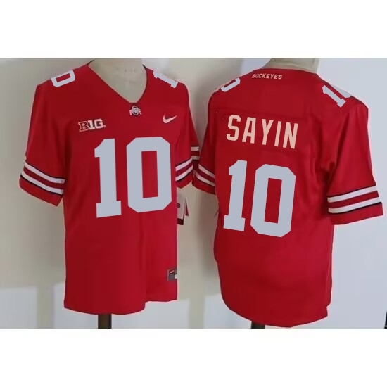 Men's Ohio State Buckeyes #10 JULIAN SAYIN Red Game Jersey - Ujersey