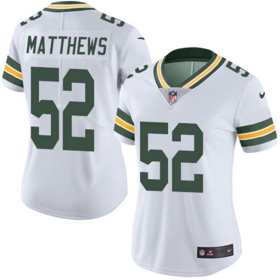 Women's Nike Green Bay Packers #52 Clay Matthews White Vapor Untouchable Limited Player NFL Jersey - Ujersey