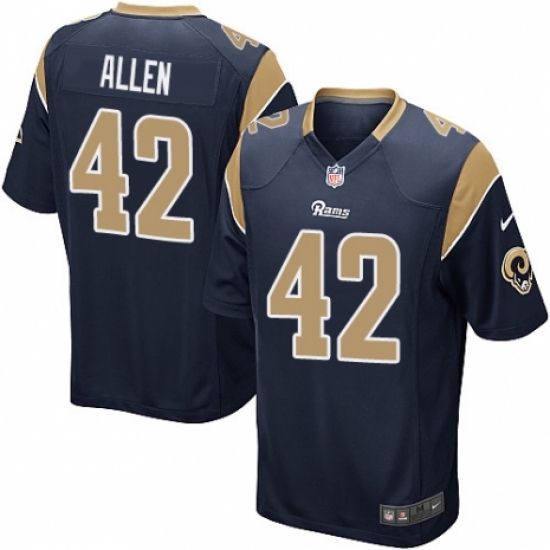 Men's Nike Los Angeles Rams #42 John Kelly Game Navy Blue Team Color NFL Jersey - Ujersey