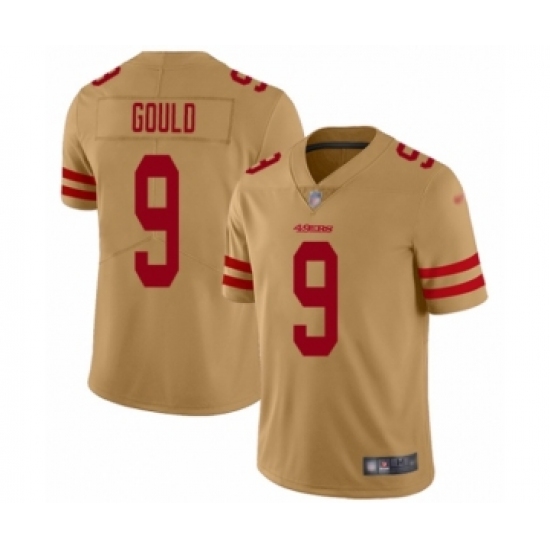 Men's San Francisco 49ers #9 Robbie Gould Limited Gold Inverted Legend Football Jersey - Ujersey