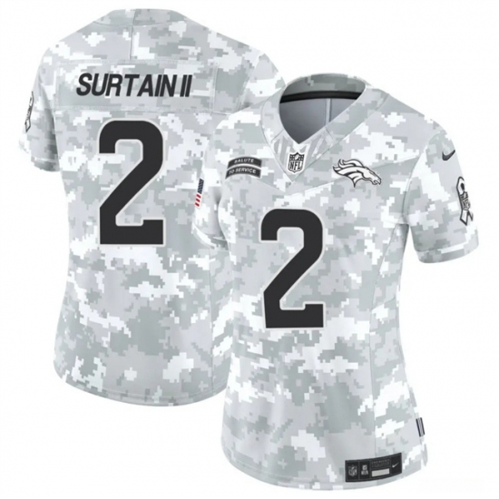 Women's Denver Broncos #2 Patrick Surtain II 2024 F.U.S.E Arctic Camo Salute To Service Limited Stitched Jersey(Run Small) - Ujersey