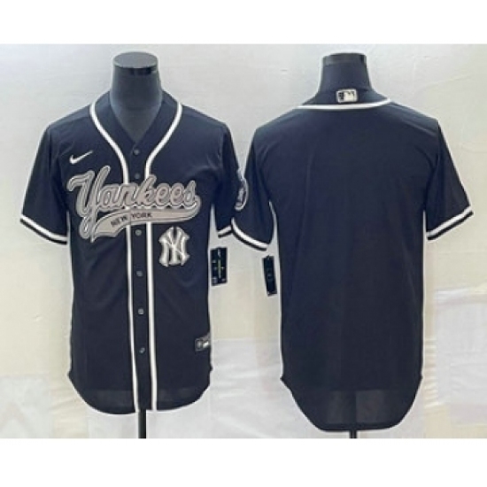 Men's New York Yankees Blank Black Cool Base Stitched Baseball Jersey - Ujersey