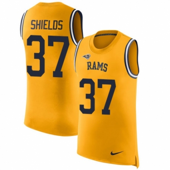 Men's Nike Los Angeles Rams #37 Sam Shields Limited Gold Rush Player Name & Number Tank Top NFL Jersey - Ujersey