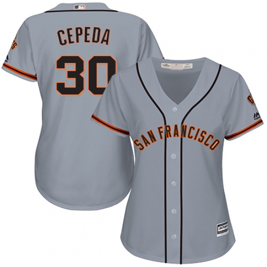Women's Majestic San Francisco Giants #30 Orlando Cepeda Replica Grey Road Cool Base MLB Jersey - Ujersey