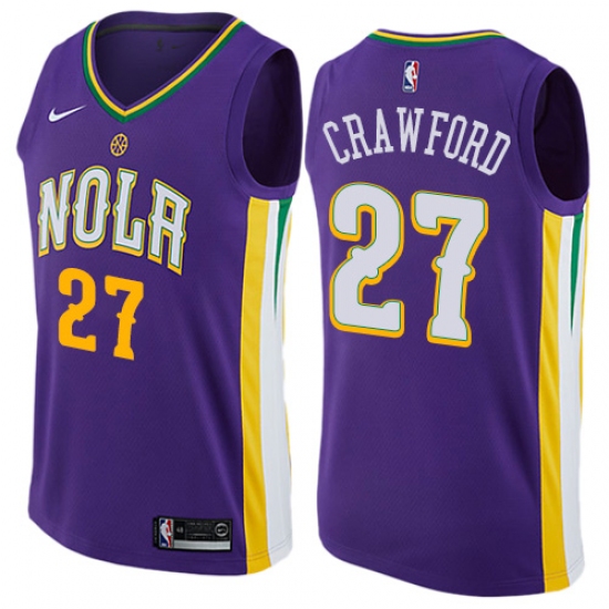 Men's Nike New Orleans Pelicans #27 Jordan Crawford Authentic Purple NBA Jersey - City Edition - Ujersey