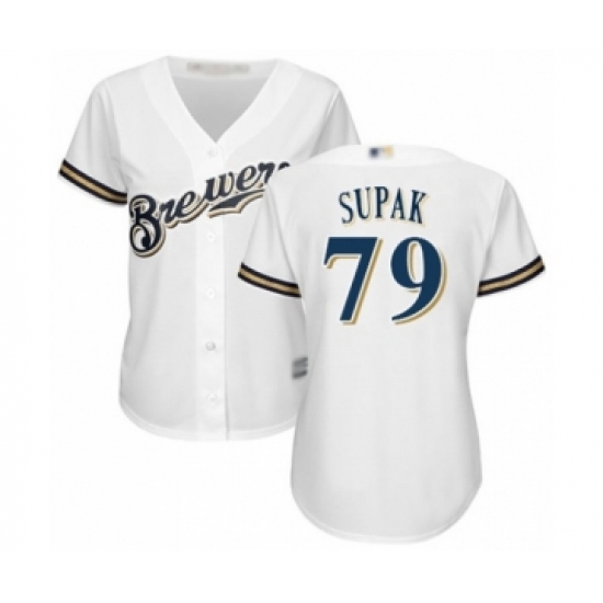 Women's Milwaukee Brewers #79 Trey Supak Authentic White Home Cool Base Baseball Player Jersey - Ujersey
