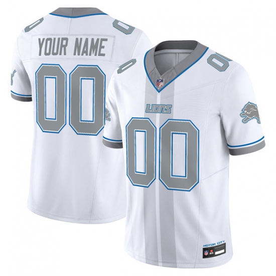 Men's Detroit Lions Customized White 2025 F.U.S.E. 'Motor City Racing Edition' Vapor Limited Stitched Jersey - Ujersey