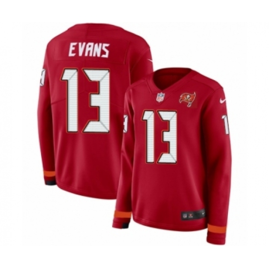 Women's Nike Tampa Bay Buccaneers #13 Mike Evans Limited Red Therma Long Sleeve NFL Jersey - Ujersey