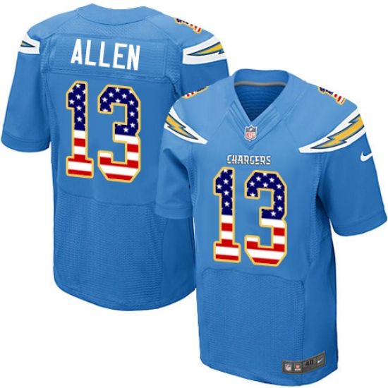 Men's Nike Los Angeles Chargers #13 Keenan Allen Elite Electric Blue Alternate USA Flag Fashion NFL Jersey - ujerseystore