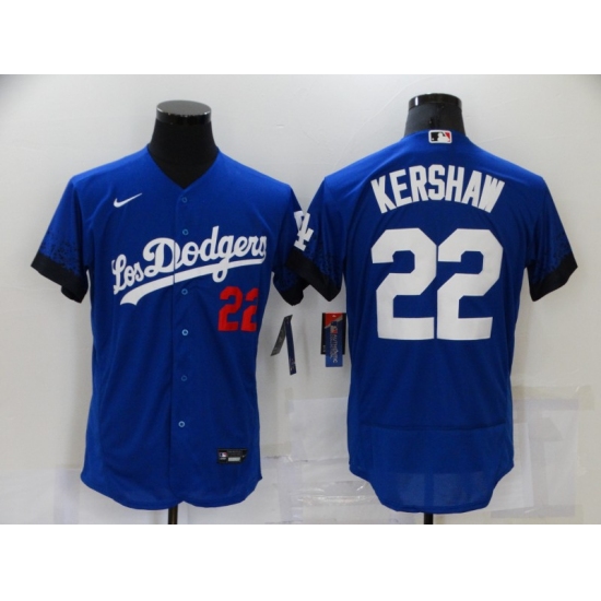 Men's Nike Los Angeles Dodgers #22 Clayton Kershaw Blue Elite City Player Jersey - Ujersey