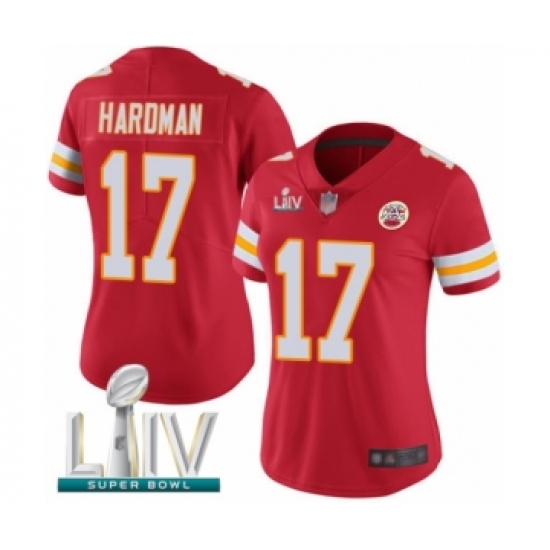 Women's Kansas City Chiefs #17 Mecole Hardman Red Team Color Vapor Untouchable Limited Player Super Bowl LIV Bound Football Jersey - Ujersey