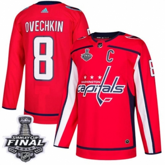 Men's Adidas Washington Capitals #8 Alex Ovechkin Premier Red Home 2018 Stanley Cup Final NHL Jersey - Ujersey