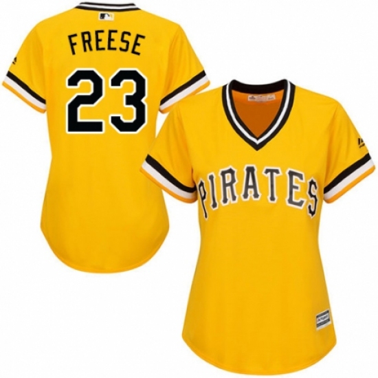 Women's Majestic Pittsburgh Pirates #23 David Freese Authentic Gold Alternate Cool Base MLB Jersey