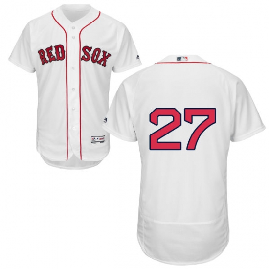 Men's Majestic Boston Red Sox #27 Carlton Fisk White Home Flex Base Authentic Collection MLB Jersey - Ujersey