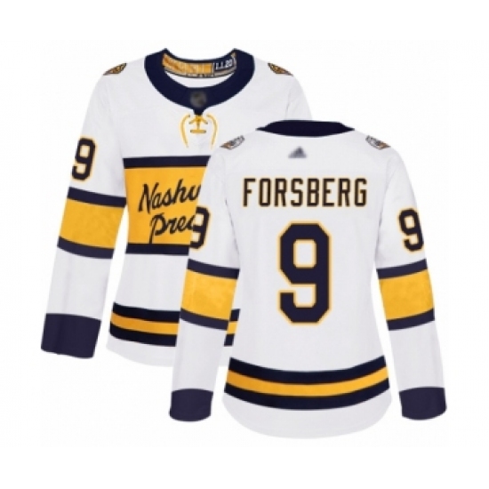 Women's Nashville Predators #9 Filip Forsberg Authentic White 2020 Winter Classic Hockey Jersey