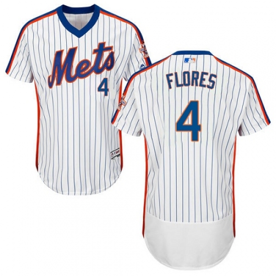 Men's Majestic New York Mets #4 Wilmer Flores White Alternate Flex Base Authentic Collection MLB Jersey - Ujersey