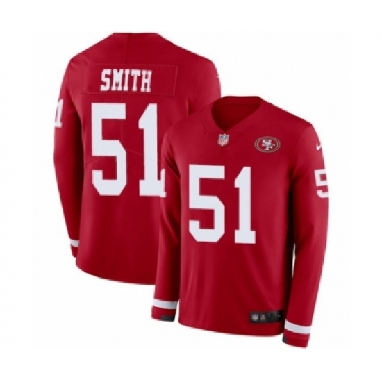 Men's Nike San Francisco 49ers #51 Malcolm Smith Limited Red Therma Long Sleeve NFL Jersey - Ujersey
