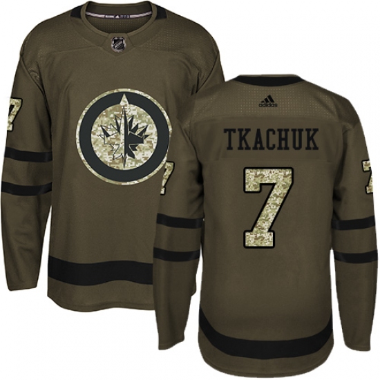 Men's Adidas Winnipeg Jets #7 Keith Tkachuk Premier Green Salute to Service NHL Jersey - Ujersey