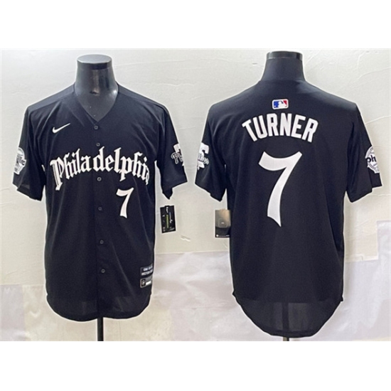 Men's Philadelphia Phillies #7 Trea Turner Black Gothic Vapor Limited Stitched Jersey - Ujersey