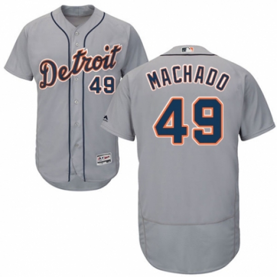 Men's Majestic Detroit Tigers #49 Dixon Machado Grey Road Flex Base Authentic Collection MLB Jersey - Ujersey