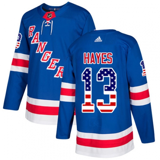 Youth Adidas New York Rangers #13 Kevin Hayes Authentic Royal Blue USA Flag Fashion NHL Jersey - Ujersey