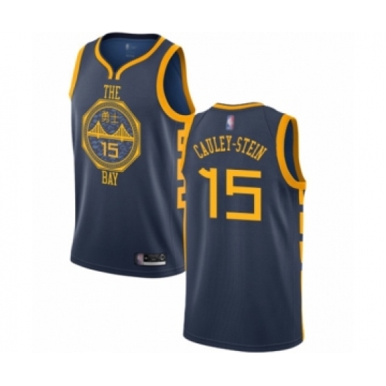 Men's Golden State Warriors #15 Willie Cauley-Stein Authentic Navy Blue Basketball Jersey - City Edition - Ujersey