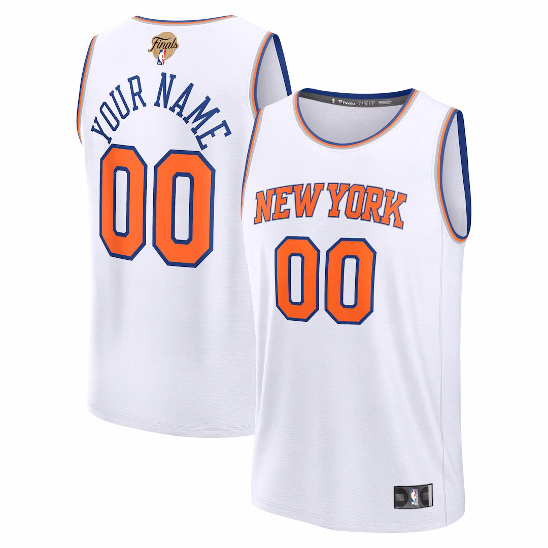 Youth New York Knicks Fanatics White 2026 NBA Finals Fast Break Replica Custom Jersey - Association Edition