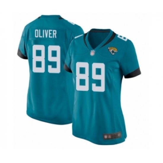 Women's Jacksonville Jaguars #89 Josh Oliver Game Teal Green Alternate Football Jersey - Ujersey