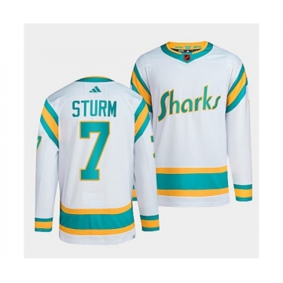 Men's San Jose Sharks #7 Nico Sturm White 2022 Reverse Retro Stitched Jersey - Ujersey