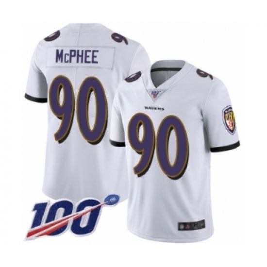 Men's Baltimore Ravens #90 Pernell McPhee White Vapor Untouchable Limited Player 100th Season Football Jersey - Ujersey