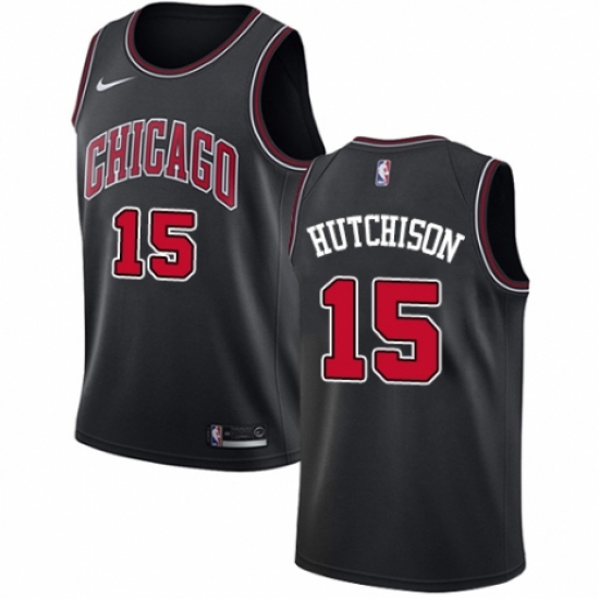 Men's Nike Chicago Bulls #15 Chandler Hutchison Swingman Black NBA Jersey Statement Edition - Ujersey