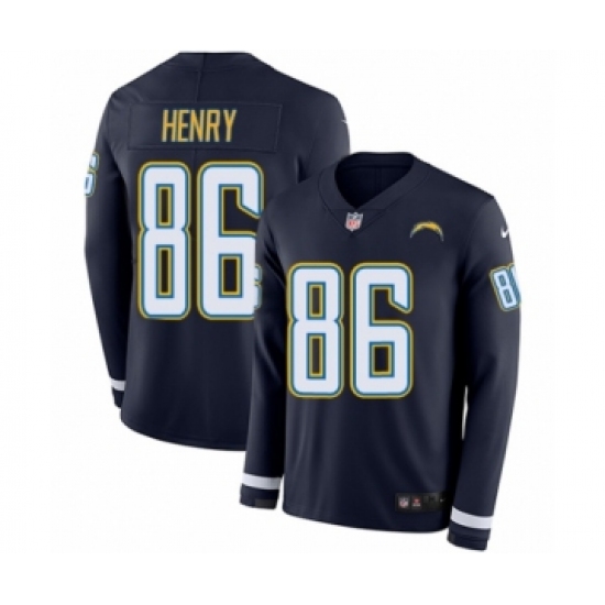 Men's Nike Los Angeles Chargers #86 Hunter Henry Limited Navy Blue Therma Long Sleeve NFL Jersey - Ujersey