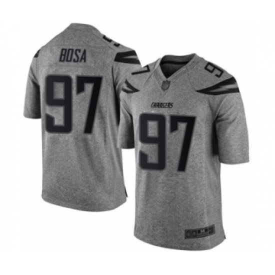 Men's Los Angeles Chargers #97 Joey Bosa Limited Gray Gridiron Football Jersey - Ujersey
