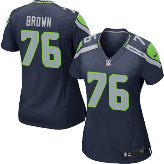 Women's Nike Seattle Seahawks #76 Duane Brown Game Navy Blue Team Color NFL Jersey - Ujersey