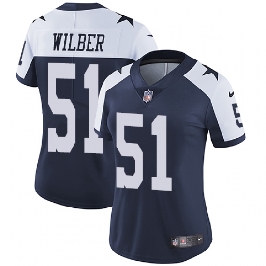 Women's Nike Dallas Cowboys #51 Kyle Wilber Navy Blue Throwback Alternate Vapor Untouchable Limited Player NFL Jersey - Ujersey