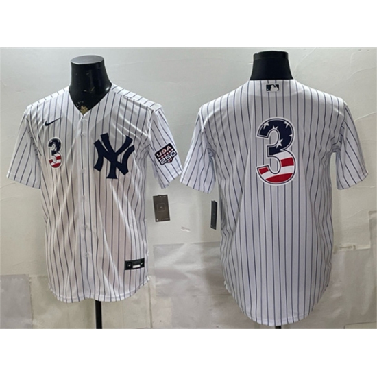 Men's New York Yankees #3 Babe Ruth White 2026 USA 250 Fourth of July Home Stadium Stitched Baseball Jersey - Ujersey