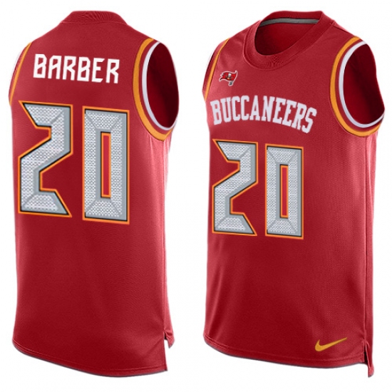 Men's Nike Tampa Bay Buccaneers #20 Ronde Barber Limited Red Player Name & Number Tank Top NFL Jersey - Ujersey