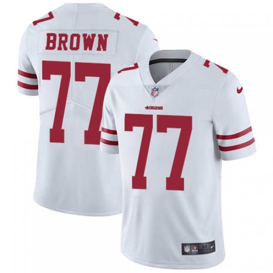 Youth Nike San Francisco 49ers #77 Trent Brown White Vapor Untouchable Limited Player NFL Jersey - Ujersey