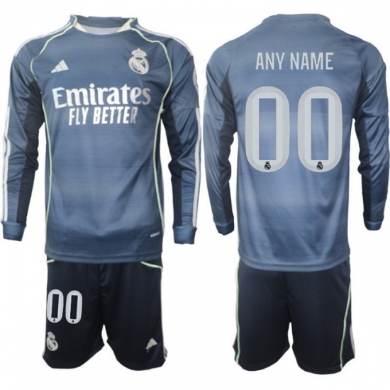 Men Real Madrid 2026 Soccer Jerseys DarkBlue Long CUSTOM - Ujersey