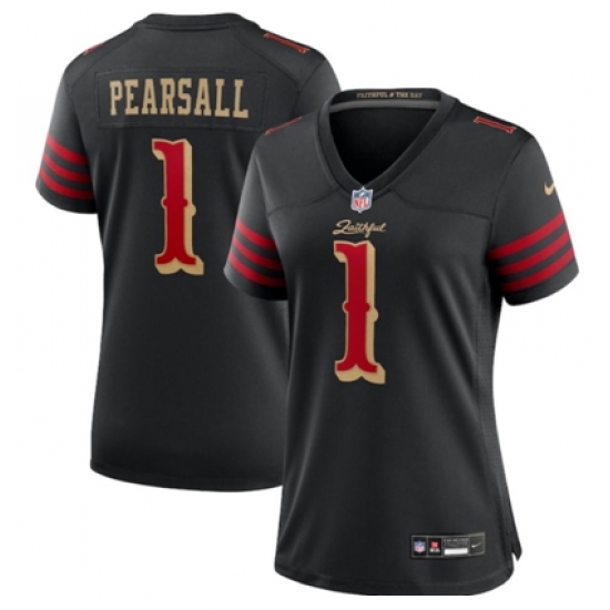 Women's San Francisco 49ers #1 Ricky Pearsall Black 2025 F.U.S.E. “Rivalries” Vapor Limited Stitched Football Jersey - Ujersey