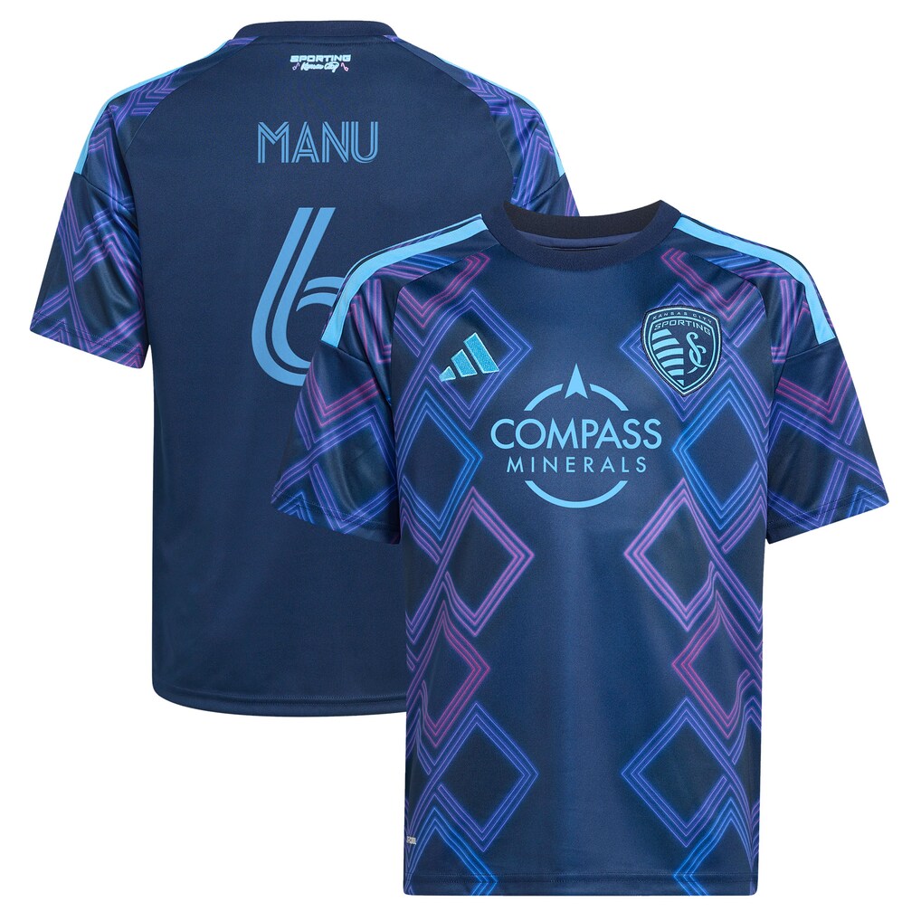 Youth Sporting Kansas City Manu García adidas Blue 2026 The 18th & Vine Kit Replica Jersey - Ujersey