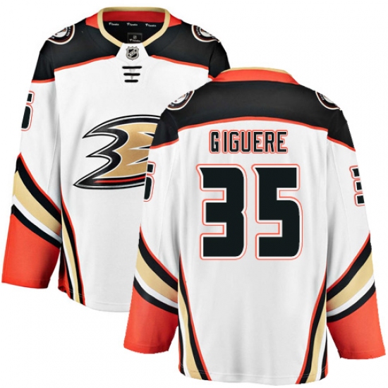 Youth Anaheim Ducks #35 Jean-Sebastien Giguere Fanatics Branded White Away Breakaway NHL Jersey