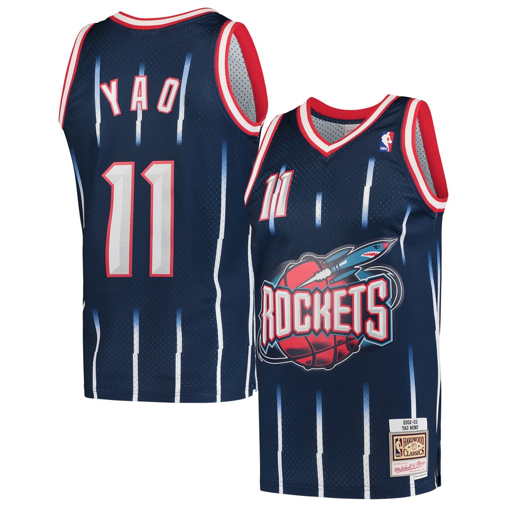 Men's Houston Rockets Yao Ming Mitchell & Ness Navy 2002/03 Hardwood Classics Swingman Jersey - SUjersey01