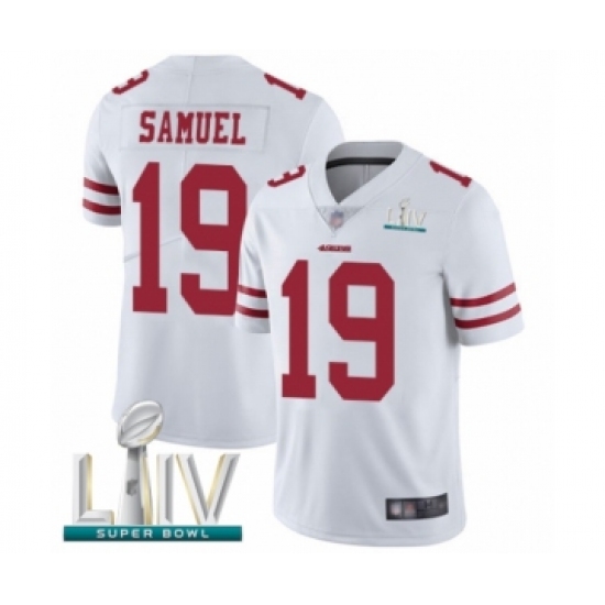 Men's San Francisco 49ers #19 Deebo Samuel White Vapor Untouchable Limited Player Super Bowl LIV Bound Football Jersey - Ujersey