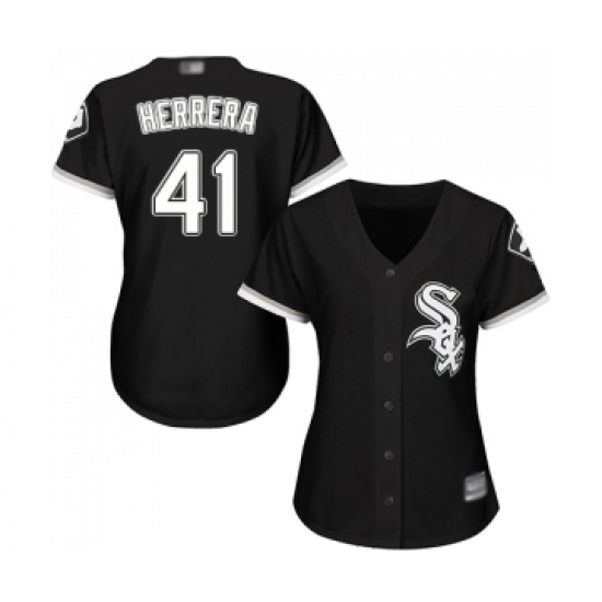 Women's Chicago White Sox #41 Kelvin Herrera Replica Black Alternate Home Cool Base Baseball Jersey - Ujersey