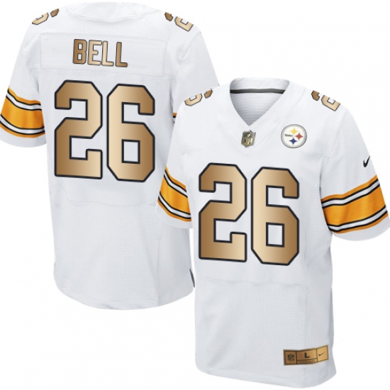 Men's Nike Pittsburgh Steelers #26 Le'Veon Bell Elite White/Gold NFL Jersey - Ujersey